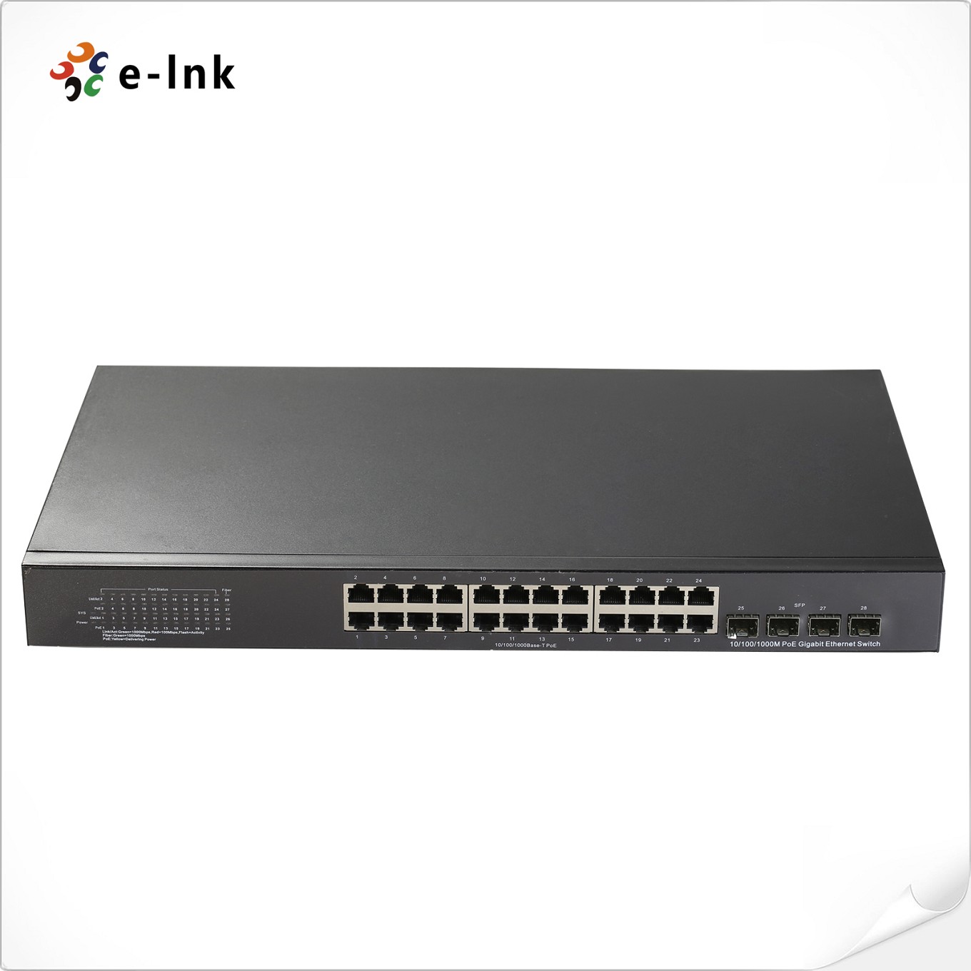 Managed 24-port 10/100/1000BASE-T PoE + 4-Port Gigabit SFP Ethernet Switch